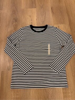 Muji Black and White Striped Long-Sleeve Tee NWT